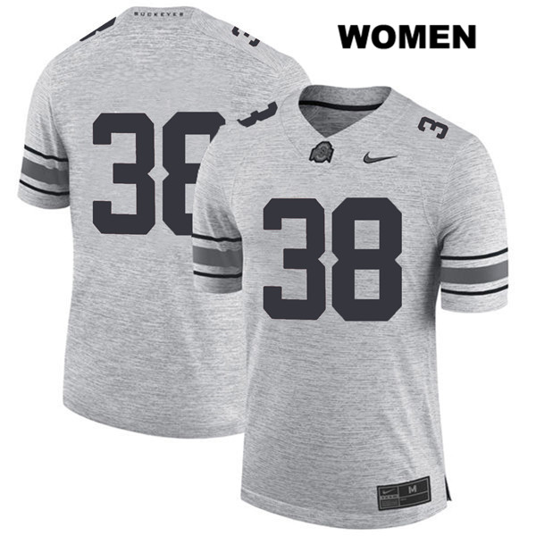 Ohio State Buckeyes Women's Javontae Jean-Baptiste #38 Gray Authentic Nike No Name College NCAA Stitched Football Jersey UR19T45DF